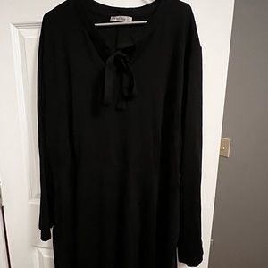 Black long sleeve dress with tie front